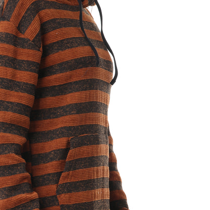 Jamila Striped Kangaroo Pockets Drawstring Hoodie for Women