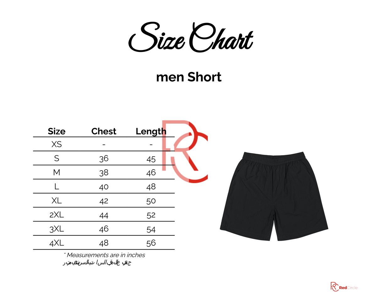 Size chart for شورت كاجوال سادة بجيوب مائلة