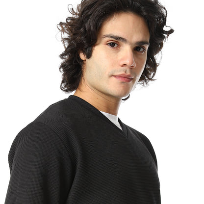 V-Neck Fog Knitted Pullover