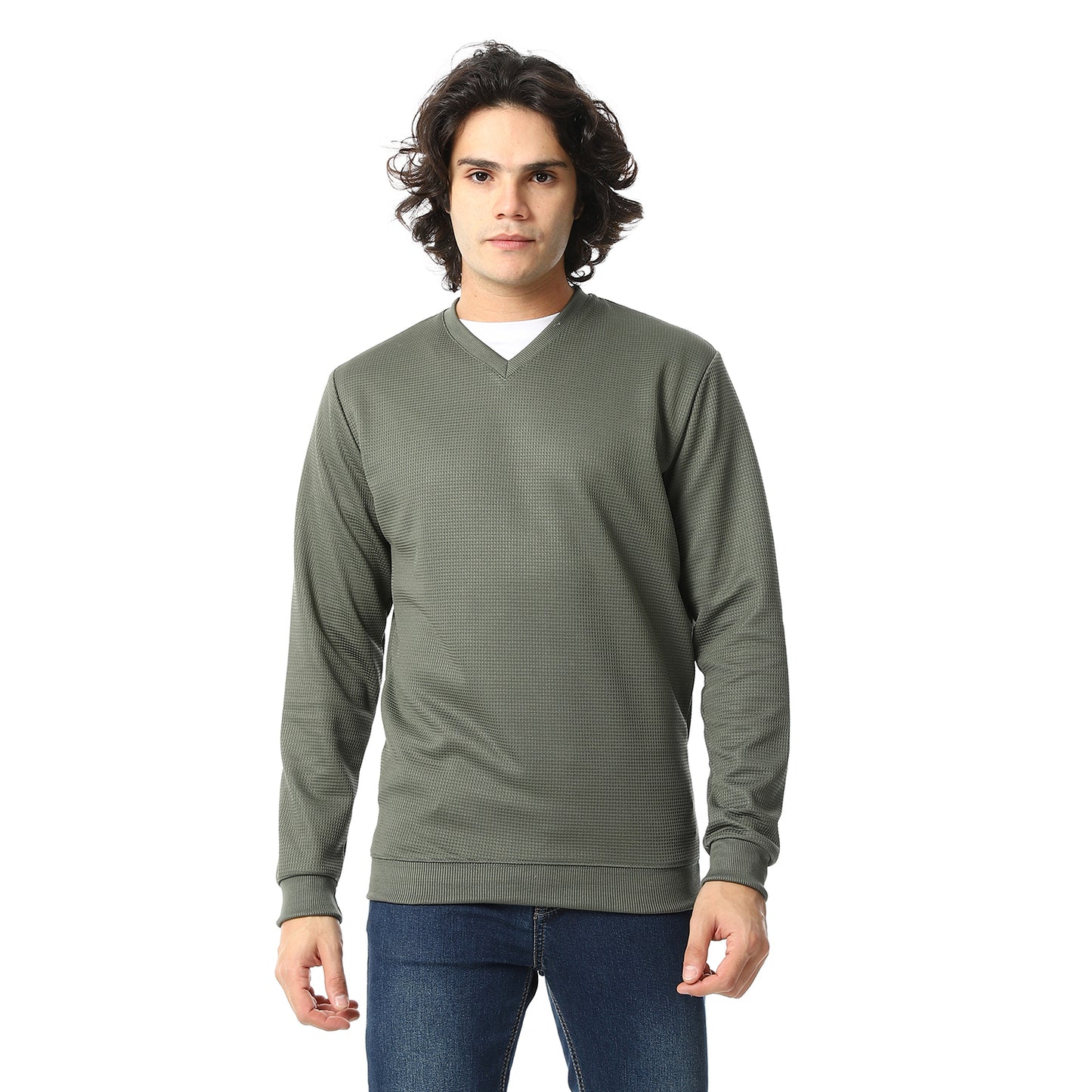 V-Neck Fog Knitted Pullover