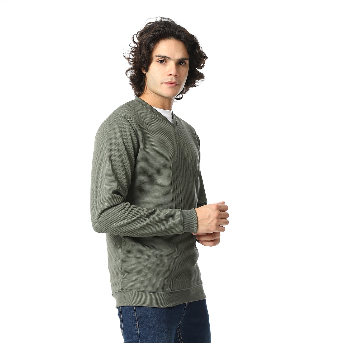 V-Neck Fog Knitted Pullover