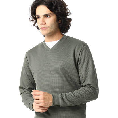V-Neck Fog Knitted Pullover