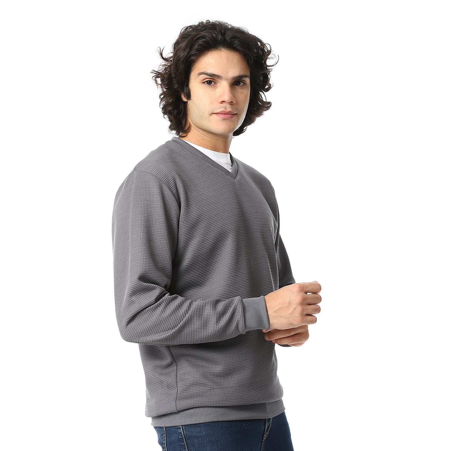 V-Neck Fog Knitted Pullover