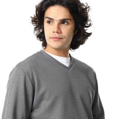 V-Neck Fog Knitted Pullover