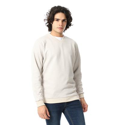 V-Neck Fog Knitted Pullover