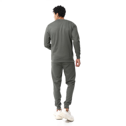 set of pant and ribbed round neck sweatshirt
