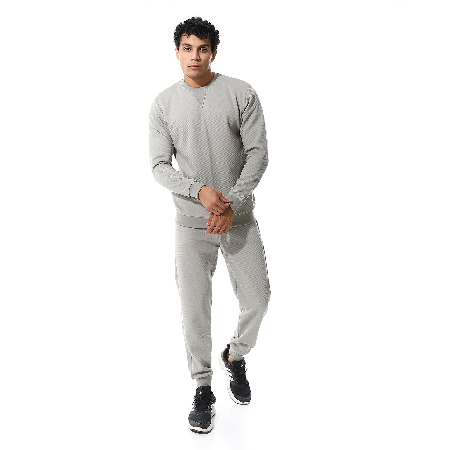 set of pant and ribbed round neck sweatshirt
