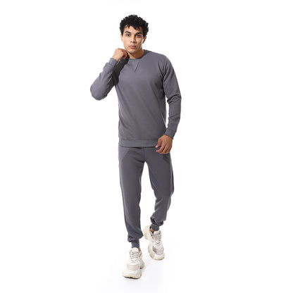 set of pant and ribbed round neck sweatshirt