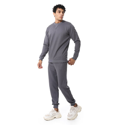 set of pant and ribbed round neck sweatshirt