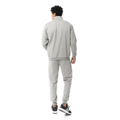 set of pant and ribbed sweatshirt with short zipper