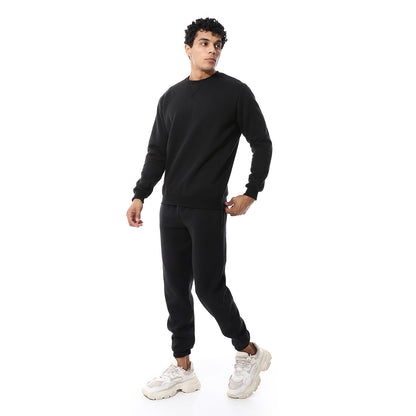 Round Neck Plain British Cozy Tracksuit Set