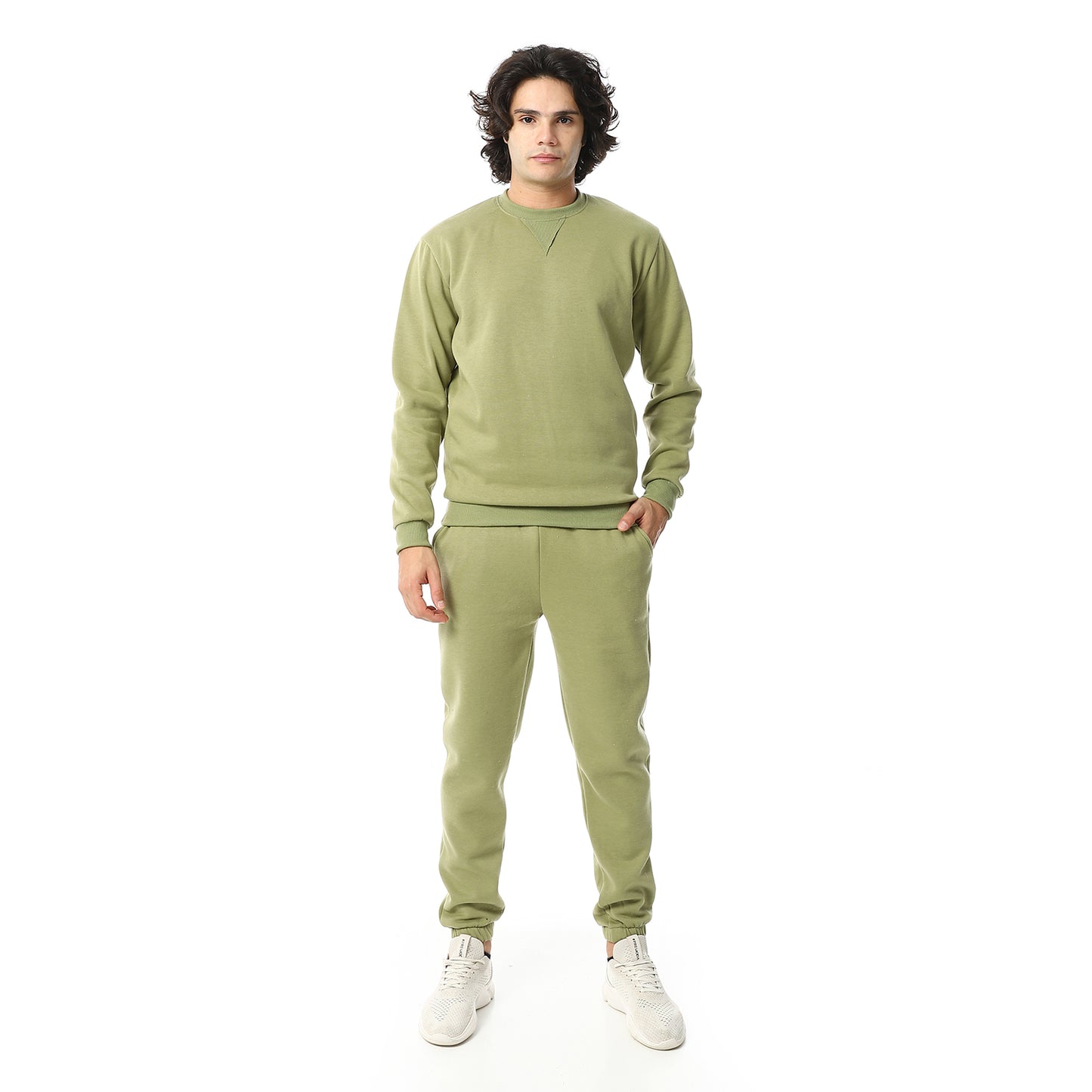 Round Neck Plain British Cozy Tracksuit Set