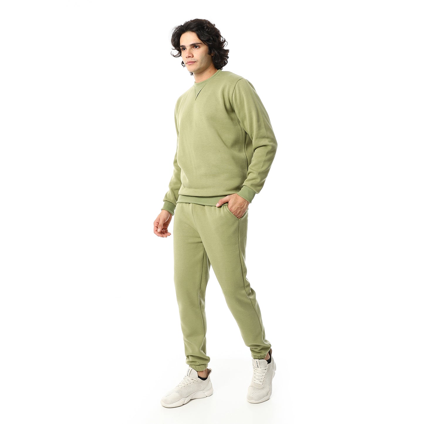 Round Neck Plain British Cozy Tracksuit Set