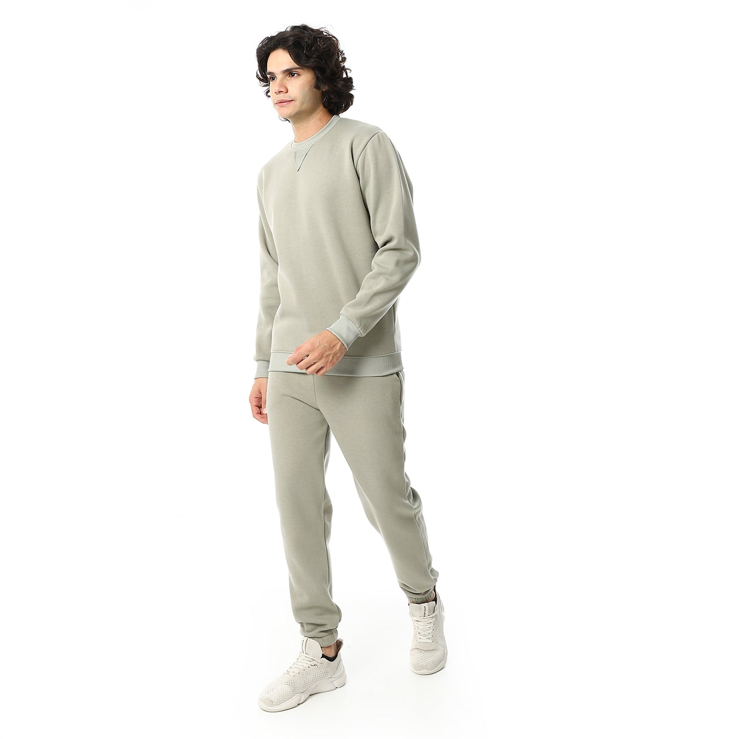 Round Neck Plain British Cozy Tracksuit Set