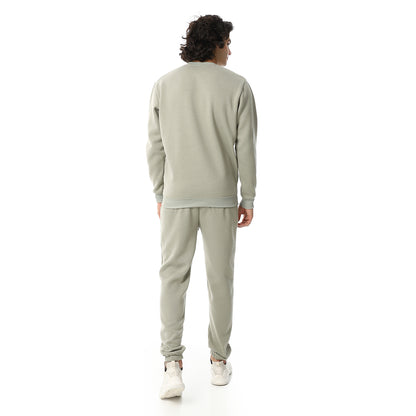 Round Neck Plain British Cozy Tracksuit Set