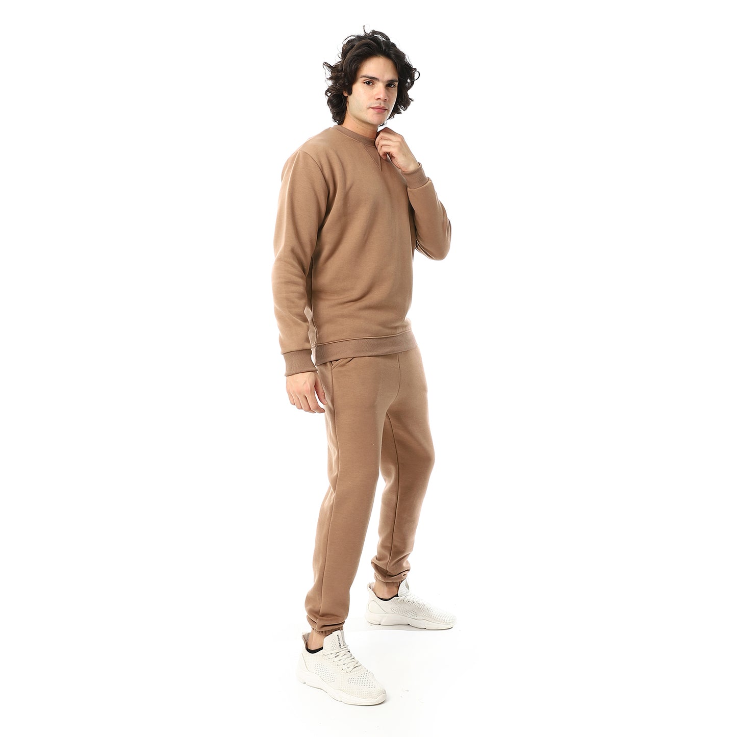Round Neck Plain British Cozy Tracksuit Set