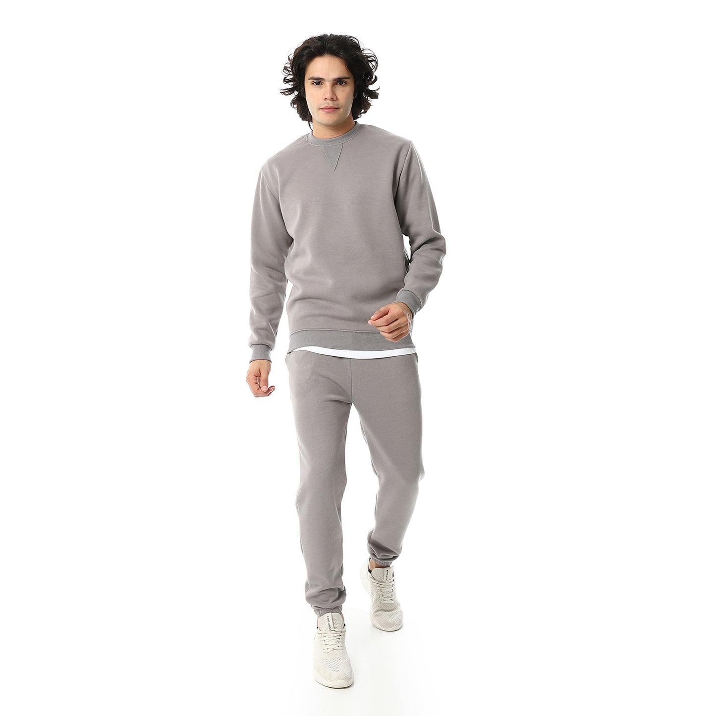 Round Neck Plain British Cozy Tracksuit Set