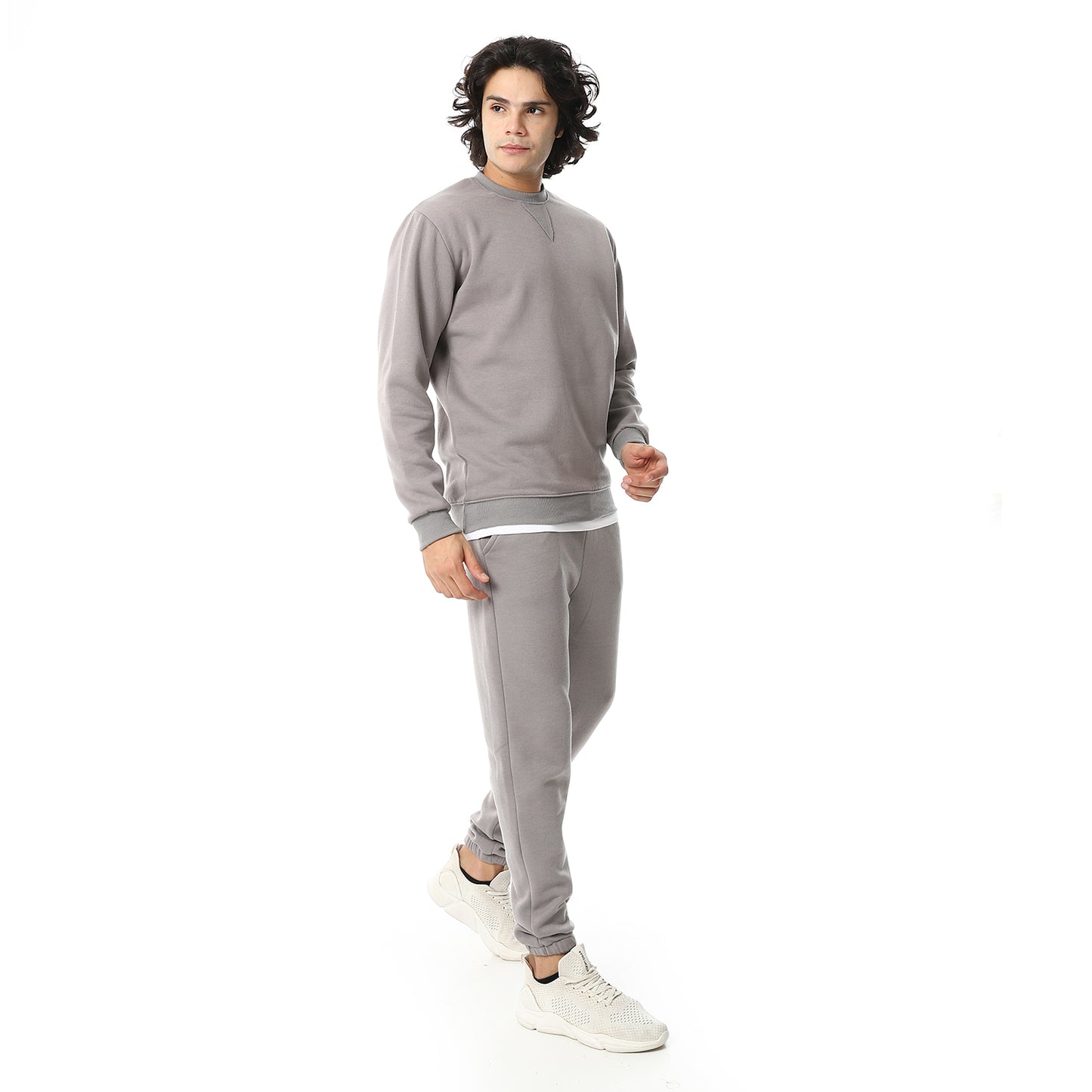 Round Neck Plain British Cozy Tracksuit Set