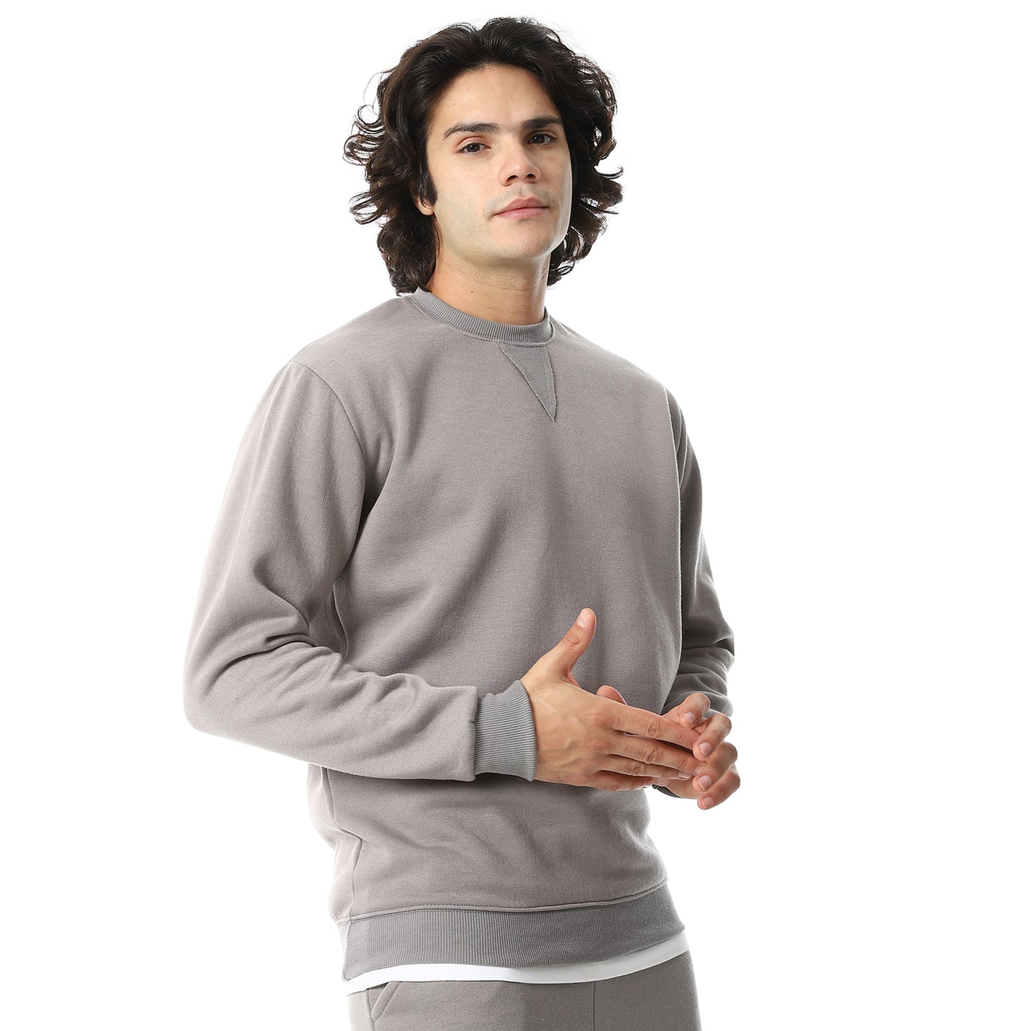 Round Neck Plain British Cozy Tracksuit Set