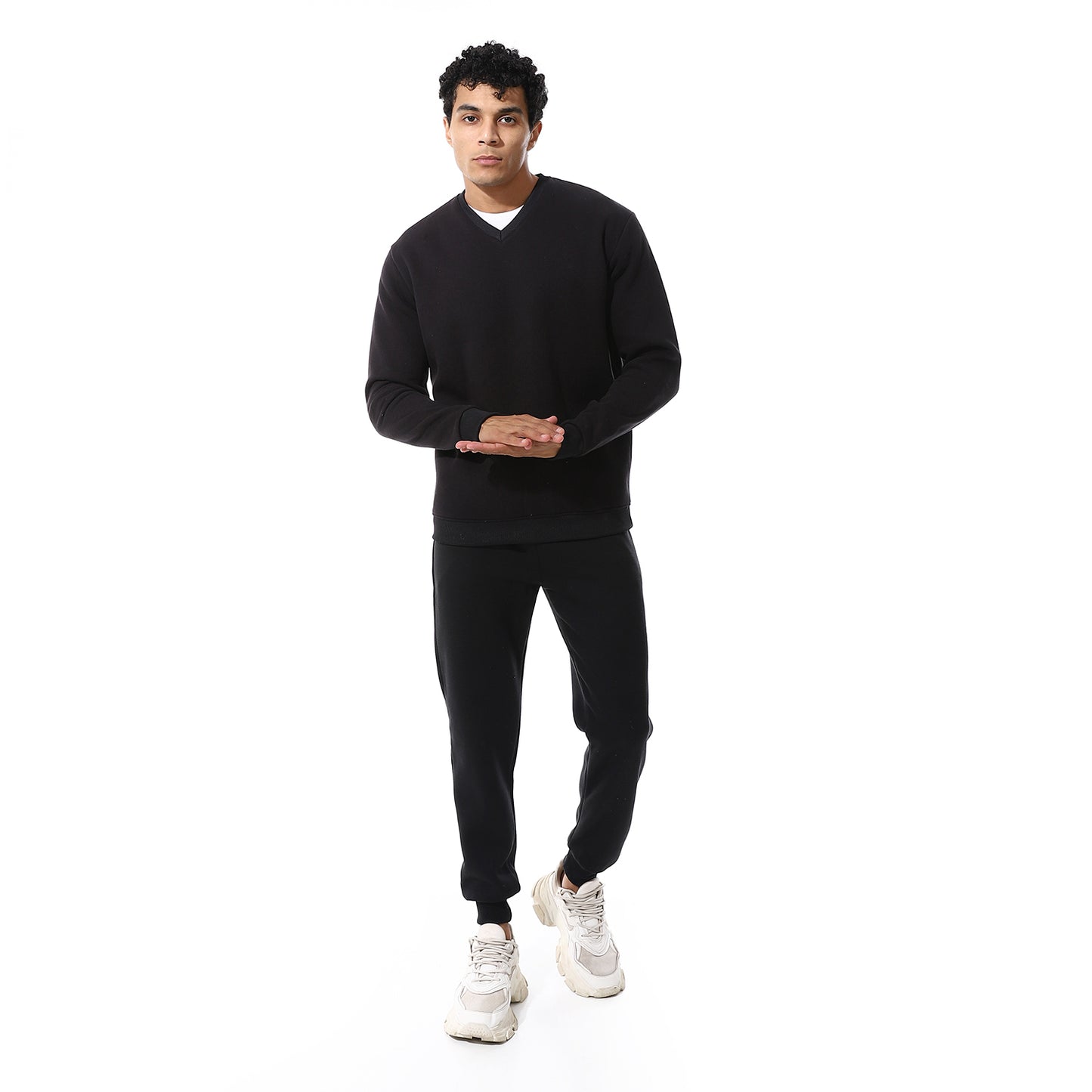 V-Neck & Elastic Ankle Tracksuit Set