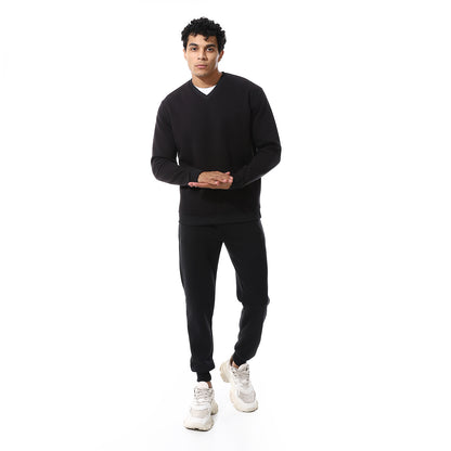 V-Neck & Elastic Ankle Tracksuit Set