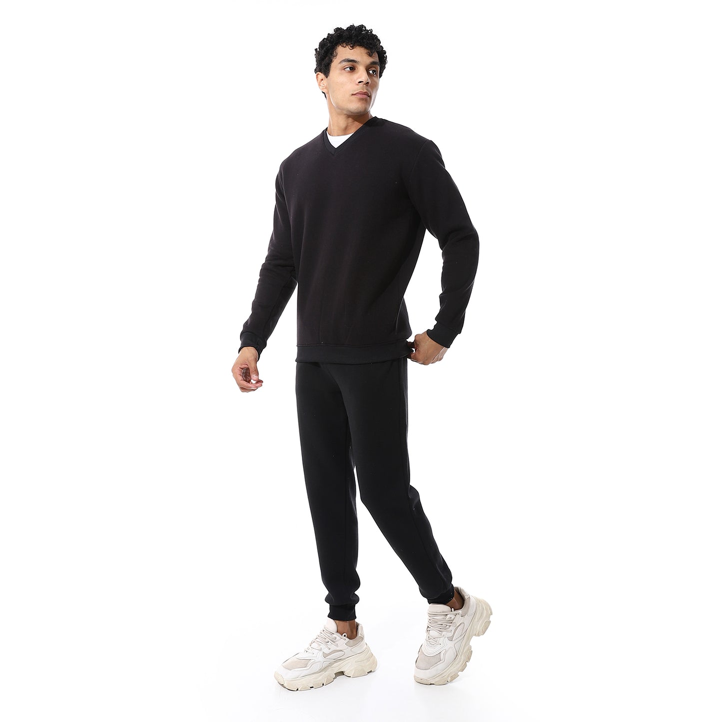 V-Neck & Elastic Ankle Tracksuit Set