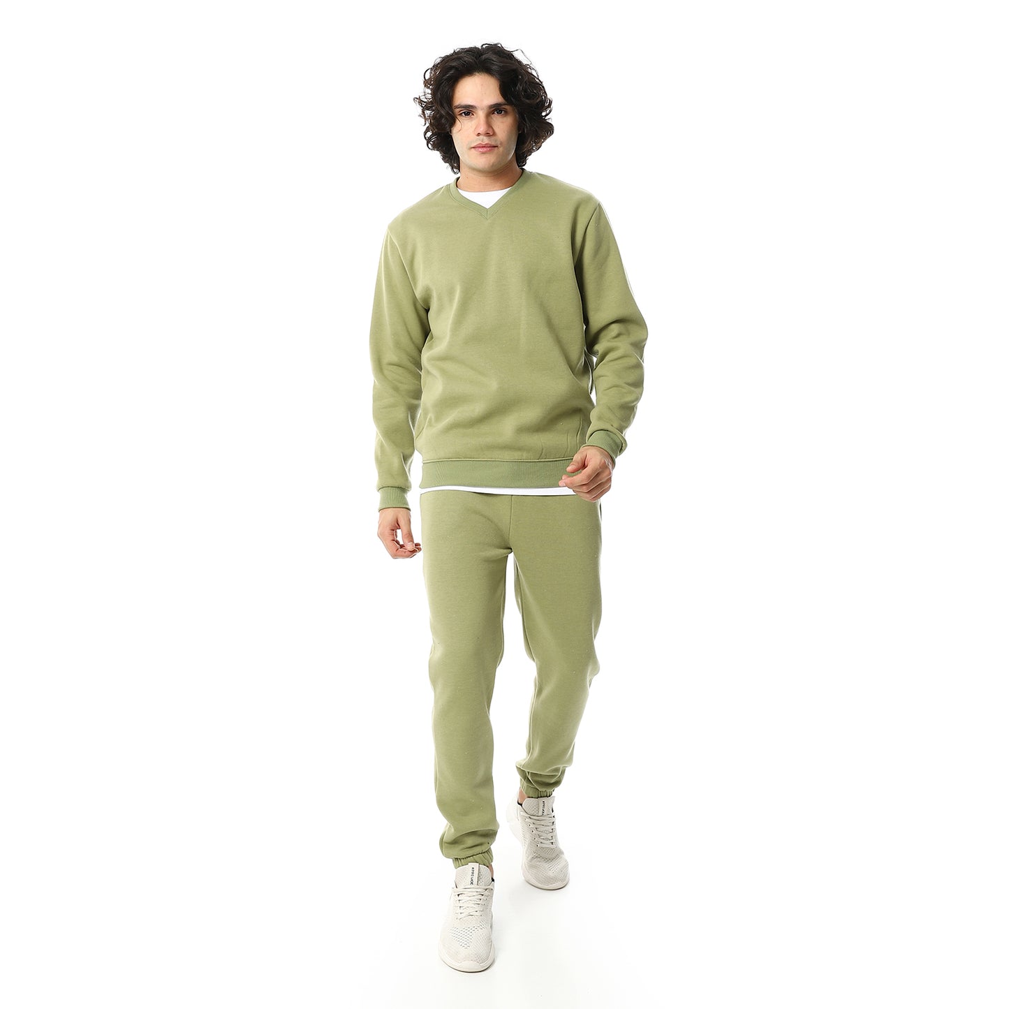 V-Neck & Elastic Ankle Tracksuit Set