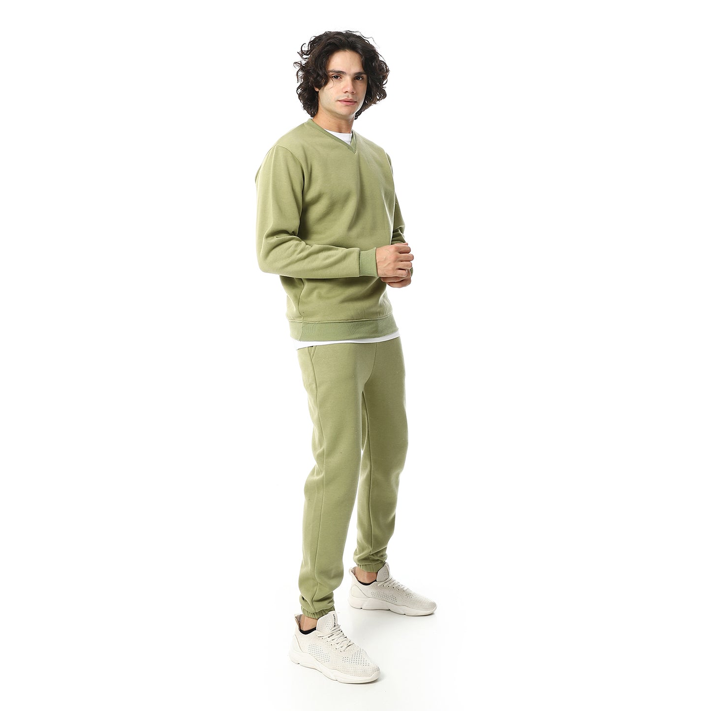 V-Neck & Elastic Ankle Tracksuit Set