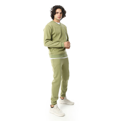 V-Neck & Elastic Ankle Tracksuit Set