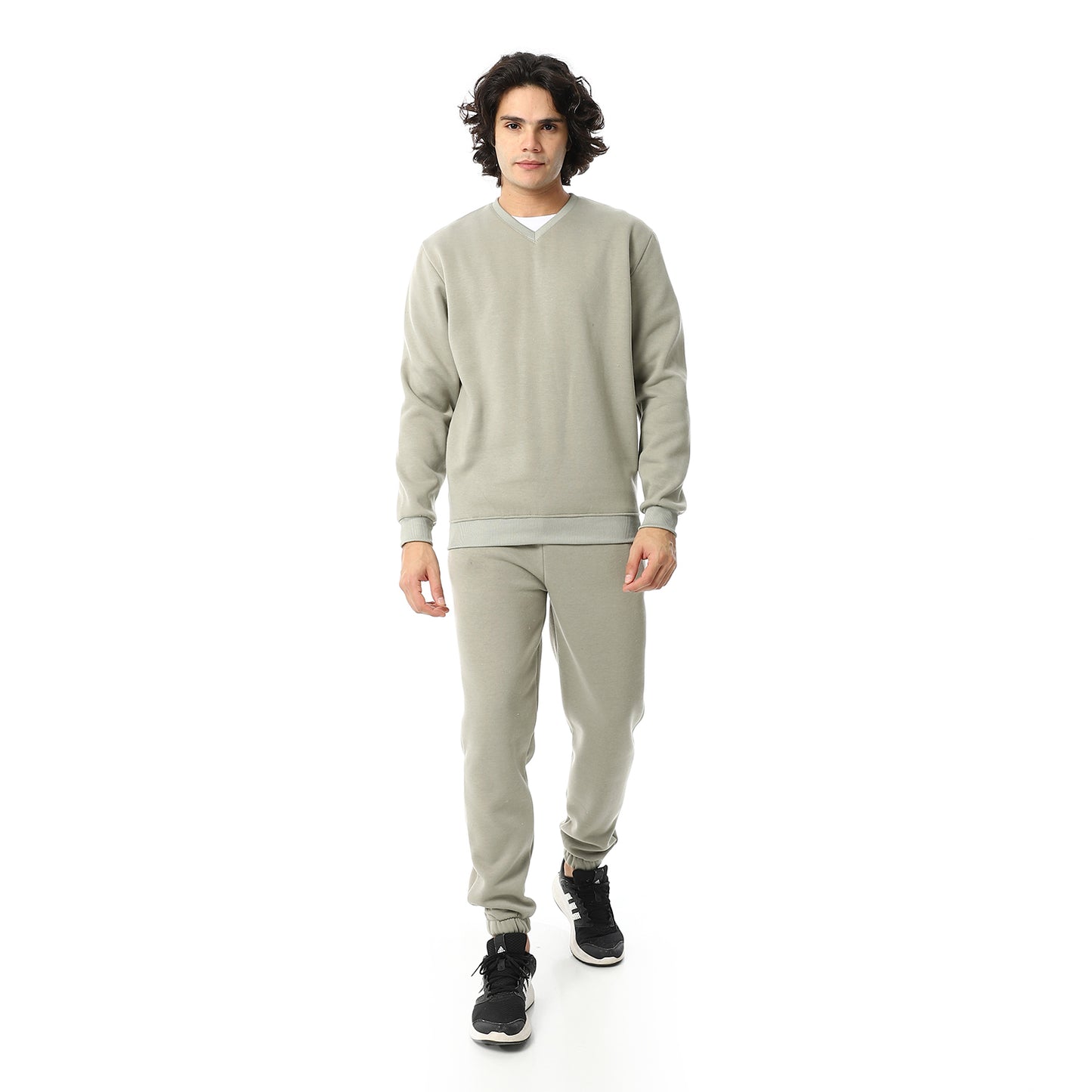 V-Neck & Elastic Ankle Tracksuit Set