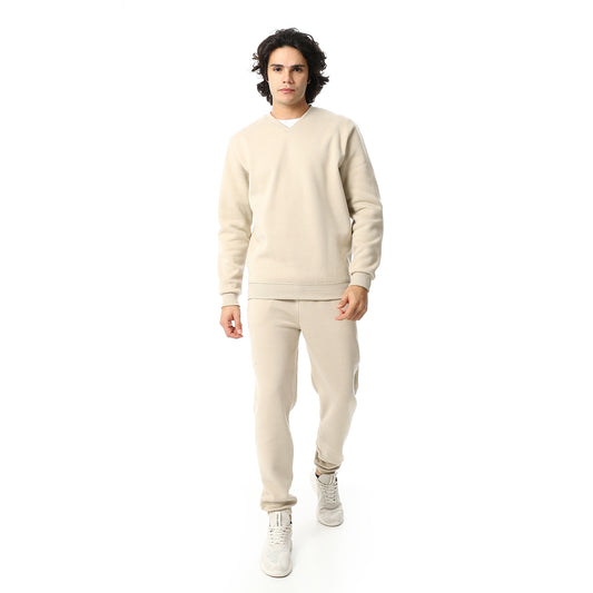 V-Neck & Elastic Ankle Tracksuit Set