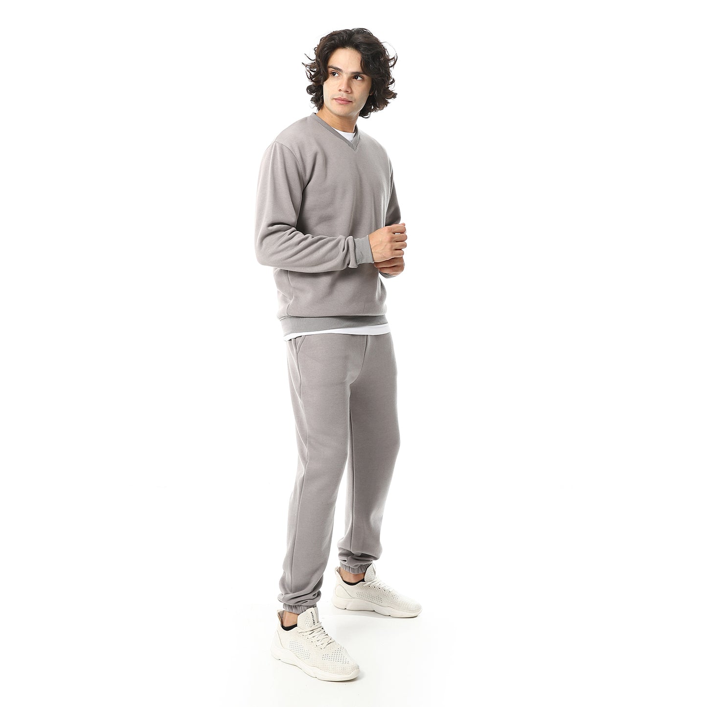V-Neck & Elastic Ankle Tracksuit Set