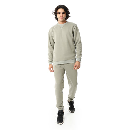 Crew Neck With Elastic Ankle British Tracksuit Set
