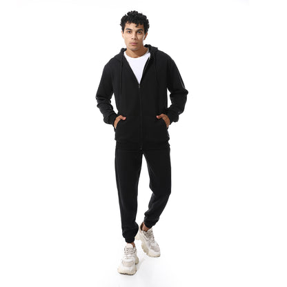 Comfy Hooded Neck & Elastic Waist Tracksuit Set
