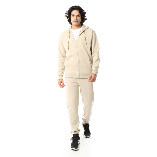 Comfy Hooded Neck & Elastic Waist Tracksuit Set