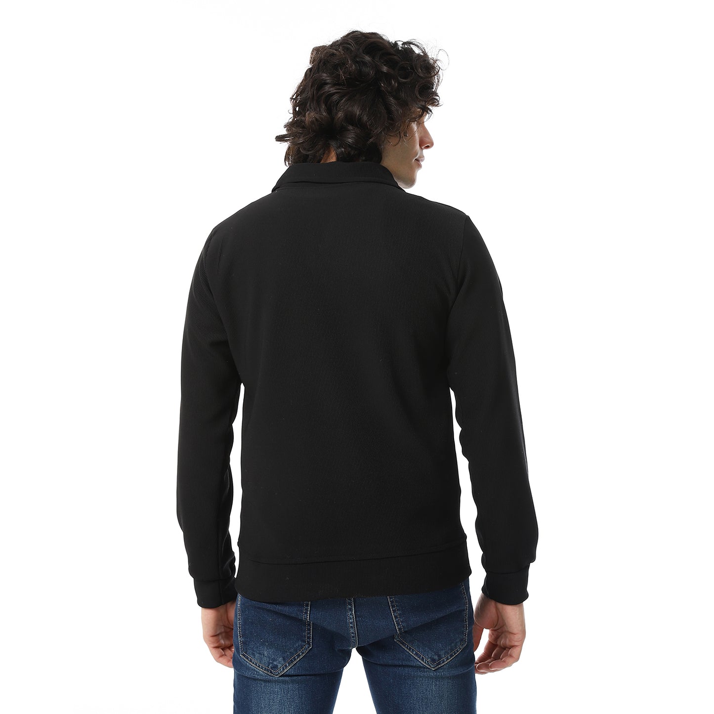 Zipper Casual Plain Sweatshirt