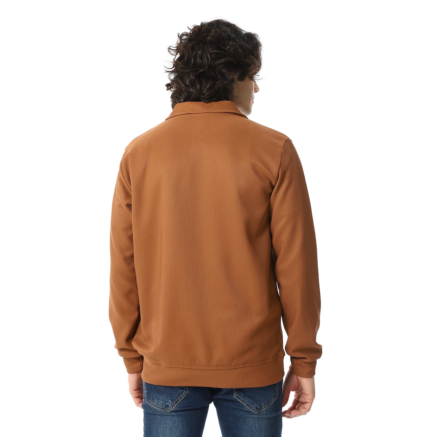 Zipper Casual Plain Sweatshirt