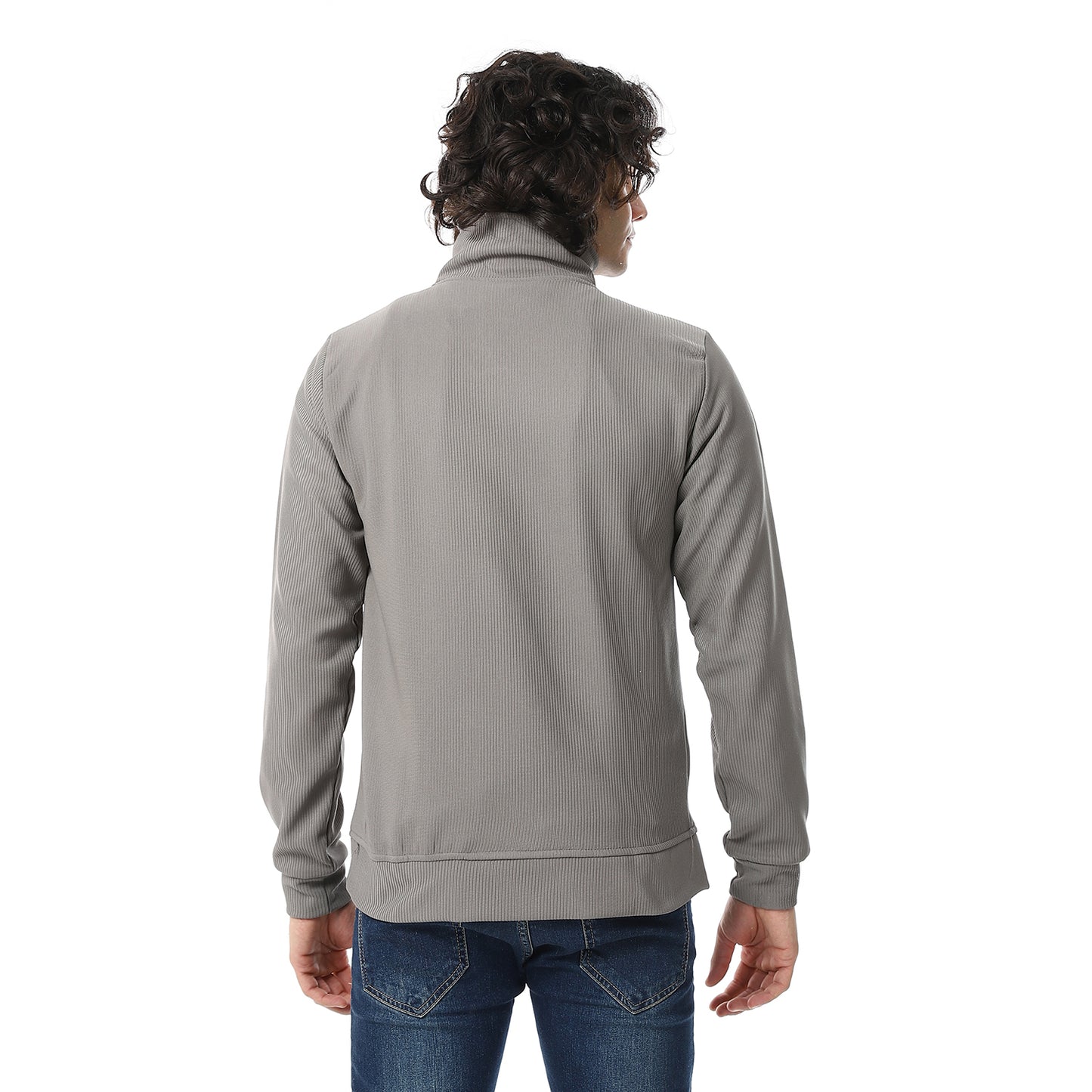 Zipper Casual Plain Sweatshirt