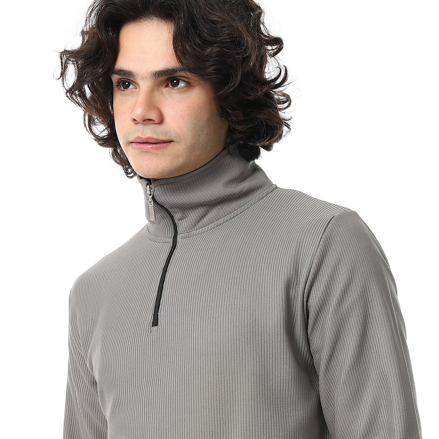 Zipper Casual Plain Sweatshirt