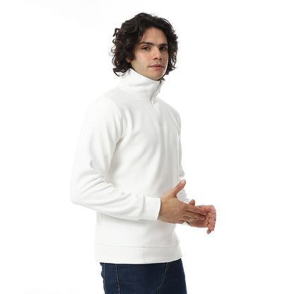 Zipper Casual Plain Sweatshirt