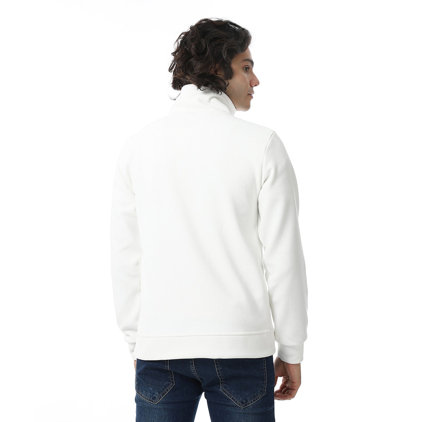 Zipper Casual Plain Sweatshirt