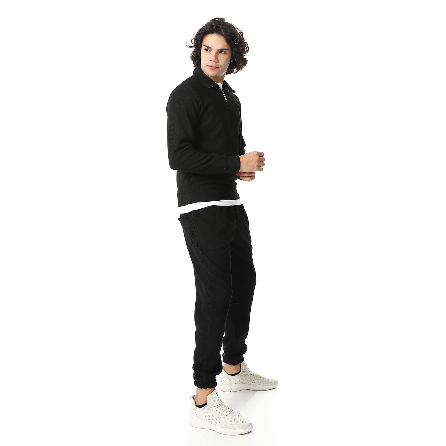 Zipped Neck Casual Tracksuit Set