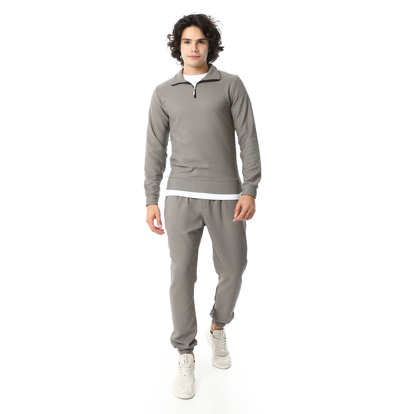 Zipped Neck Casual Tracksuit Set