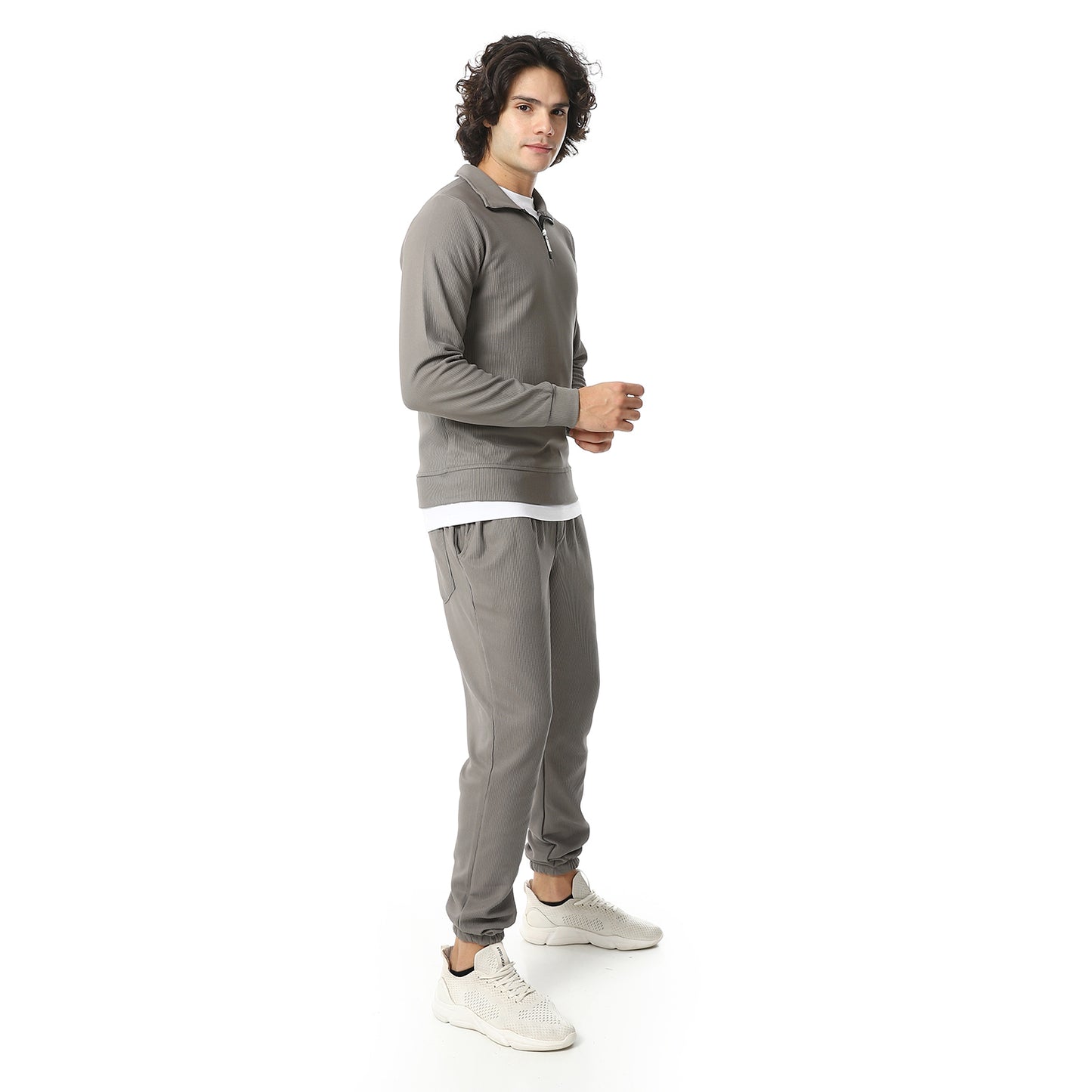 Zipped Neck Casual Tracksuit Set
