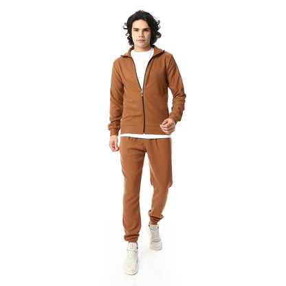 Zipped Casual Tracksuit Set
