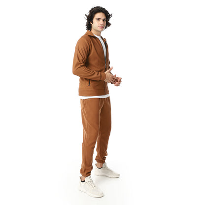 Zipped Casual Tracksuit Set