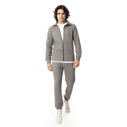 Zipped Casual Tracksuit Set