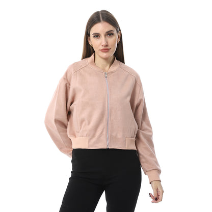 XTCY suede zip-up sweatshirt women