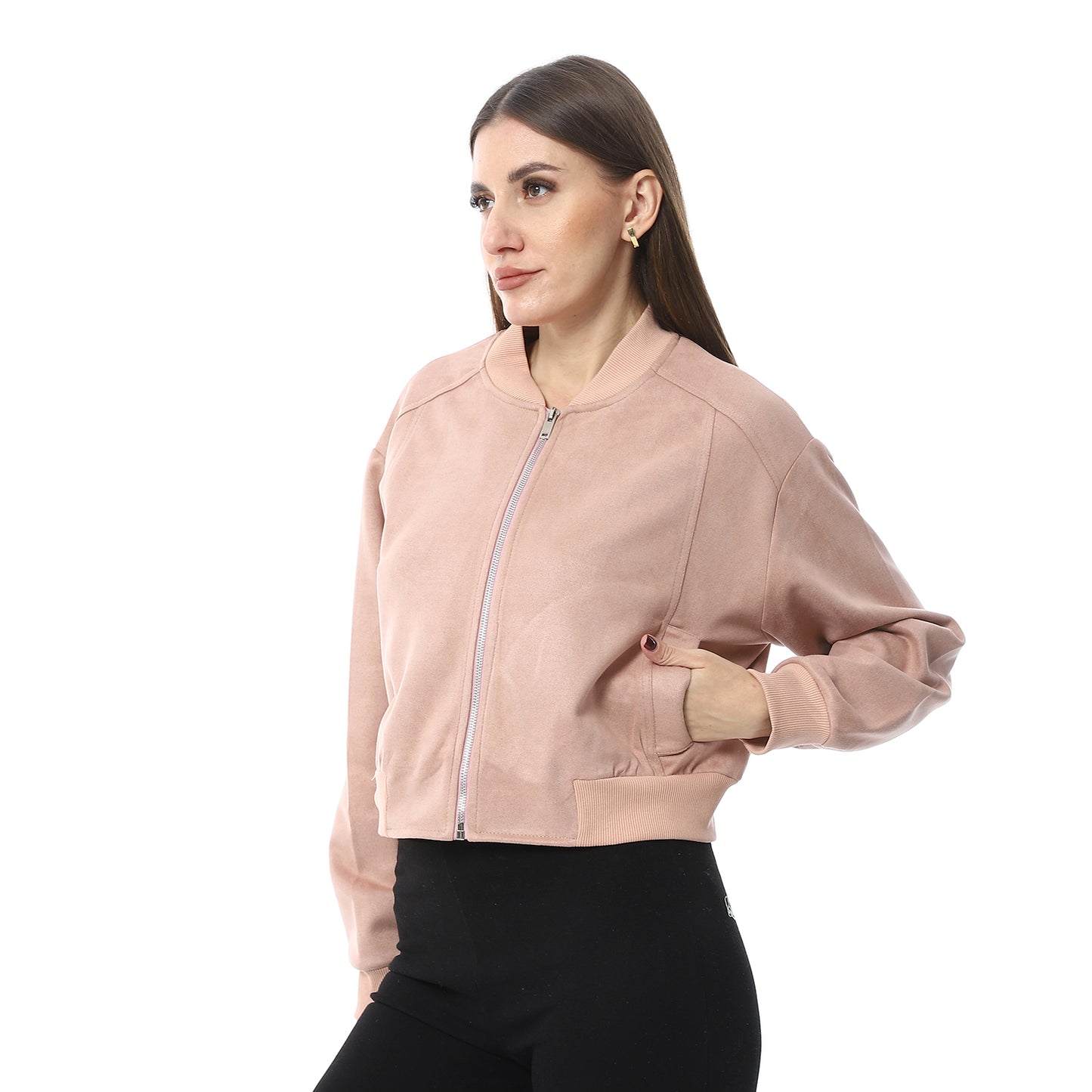 XTCY suede zip-up sweatshirt women