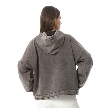XTCY sweatshirt with a hood and a cut at the chest for women